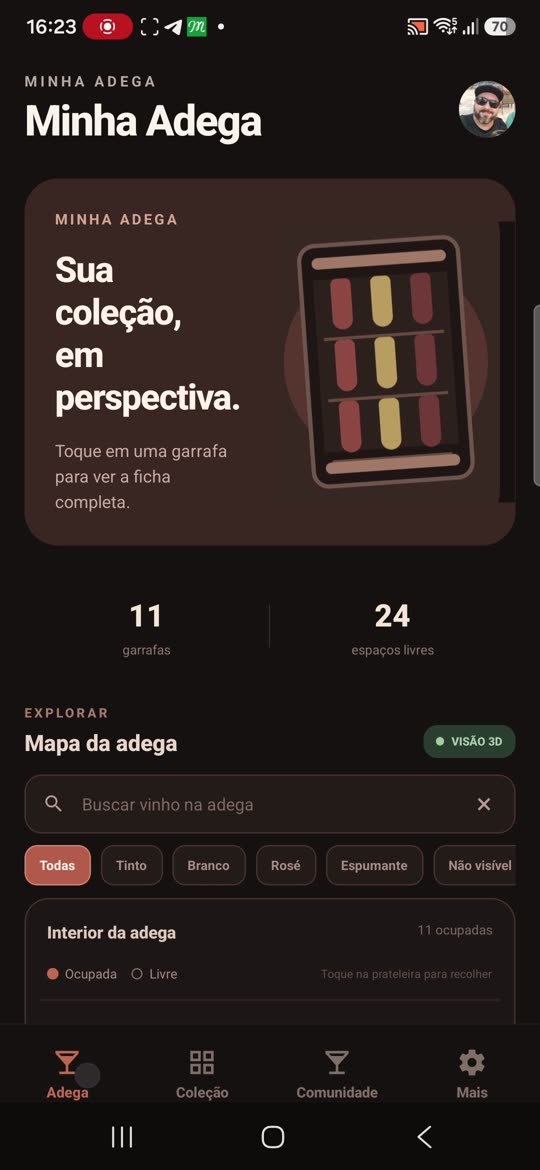 Tela inicial do Minha Adega